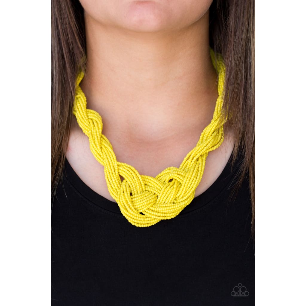 Paparazzi A Standing Ovation - Yellow Seed Bead Necklace - A Finishing Touch 
