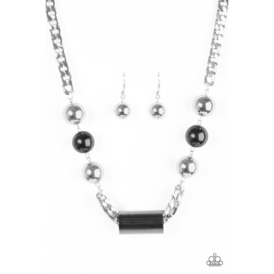 Paparazzi All About Attitude - Silver Gunmetal Necklace - A Finishing Touch 