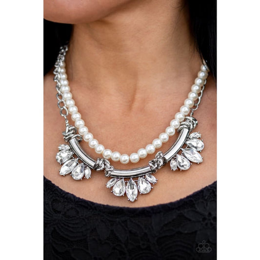 Paparazzi Bow Before The Queen - White Necklace - A Finishing Touch 