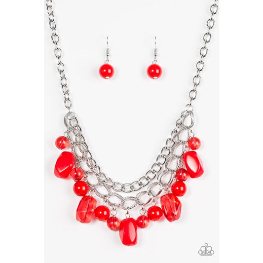 Paparazzi Brazilian Bay - Red Necklace - A Finishing Touch 