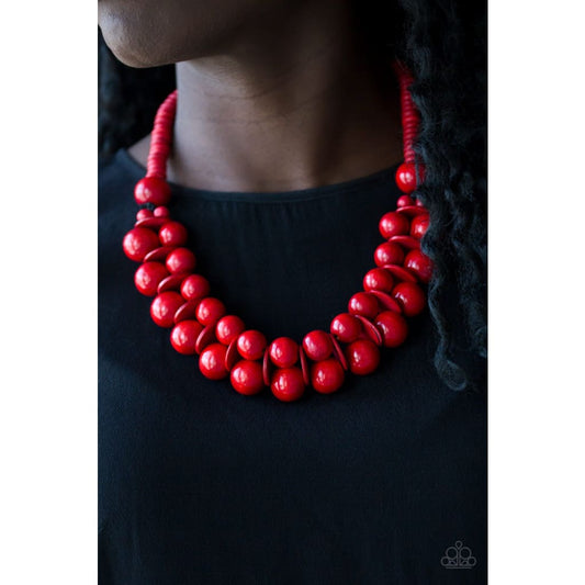 Wood Jewelry - Paparazzi Caribbean Cover Girl - Red - A Finishing Touch  paparazzi jewelry image