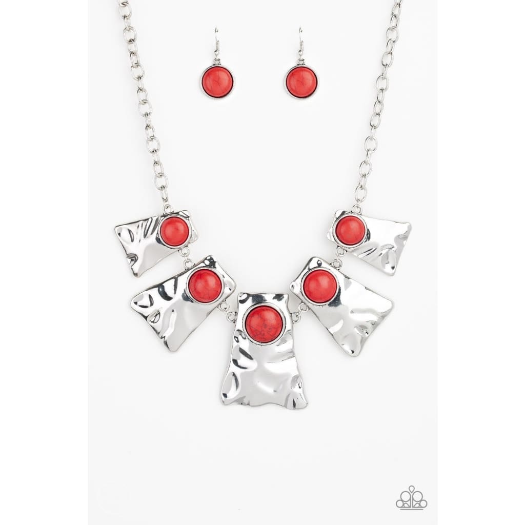 Paparazzi Cougar - Red Necklace - A Finishing Touch 