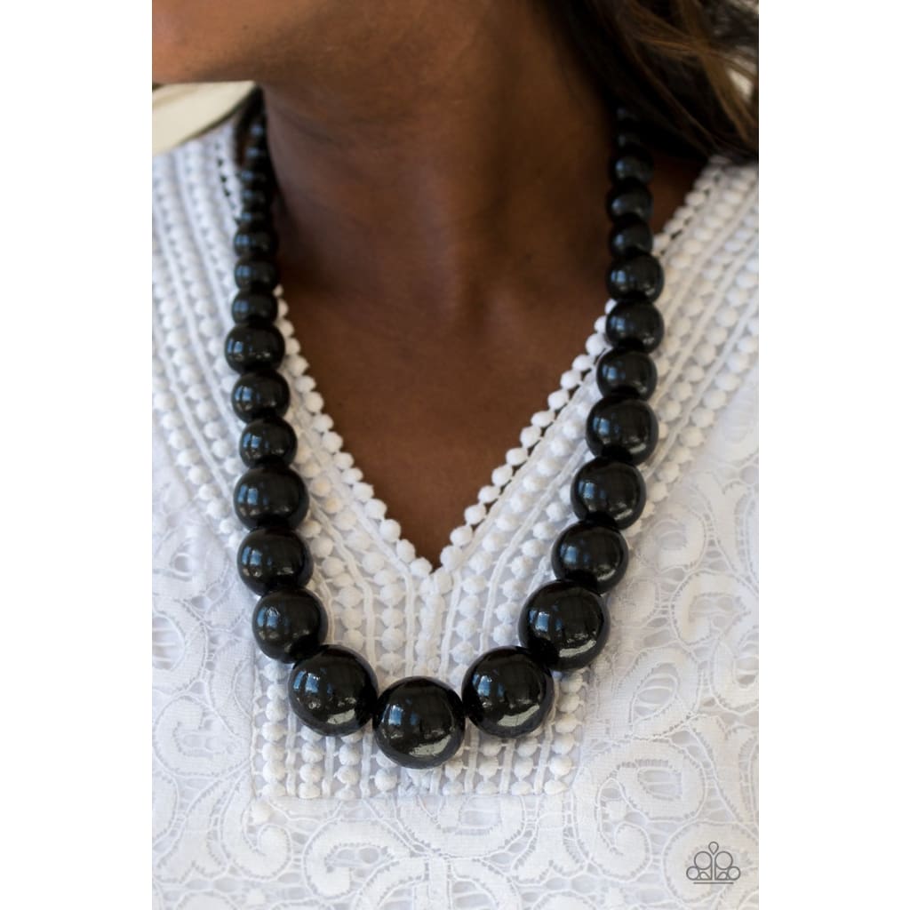 Paparazzi Effortlessly Everglades - Black Wood Necklace - A Finishing Touch 