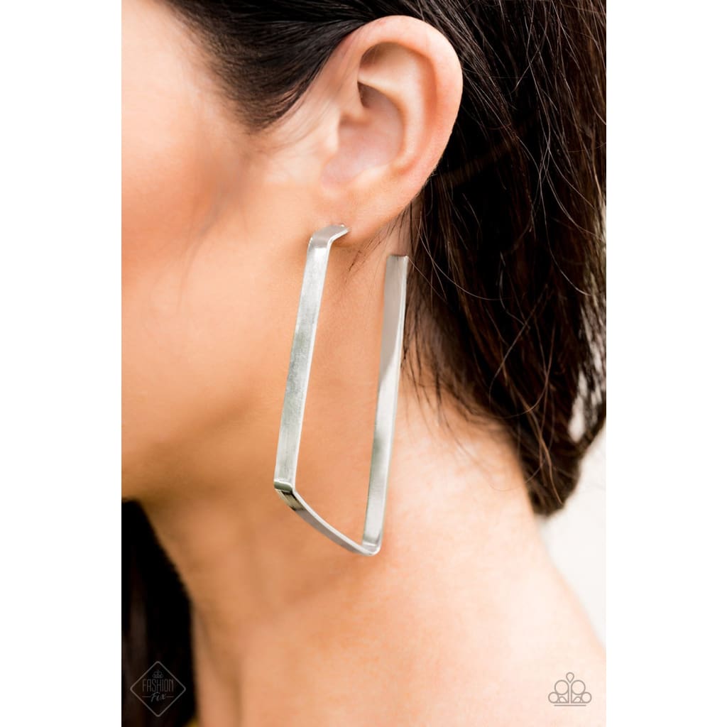 Paparazzi Earrings - Paparazzi Geo Jam - Silver Earrings Paparazzi jewelry images