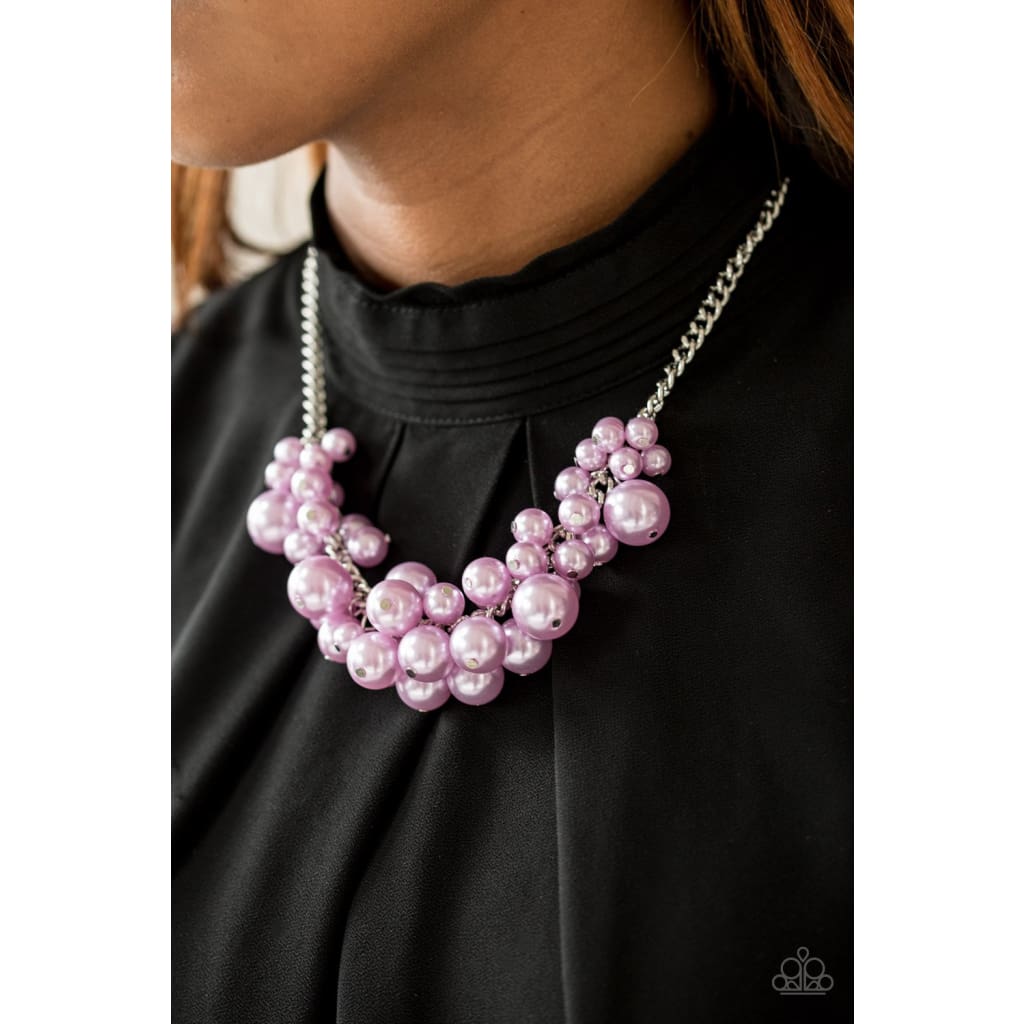 Paparazzi Glam Queen - Purple Pearl Necklace - A Finishing Touch 