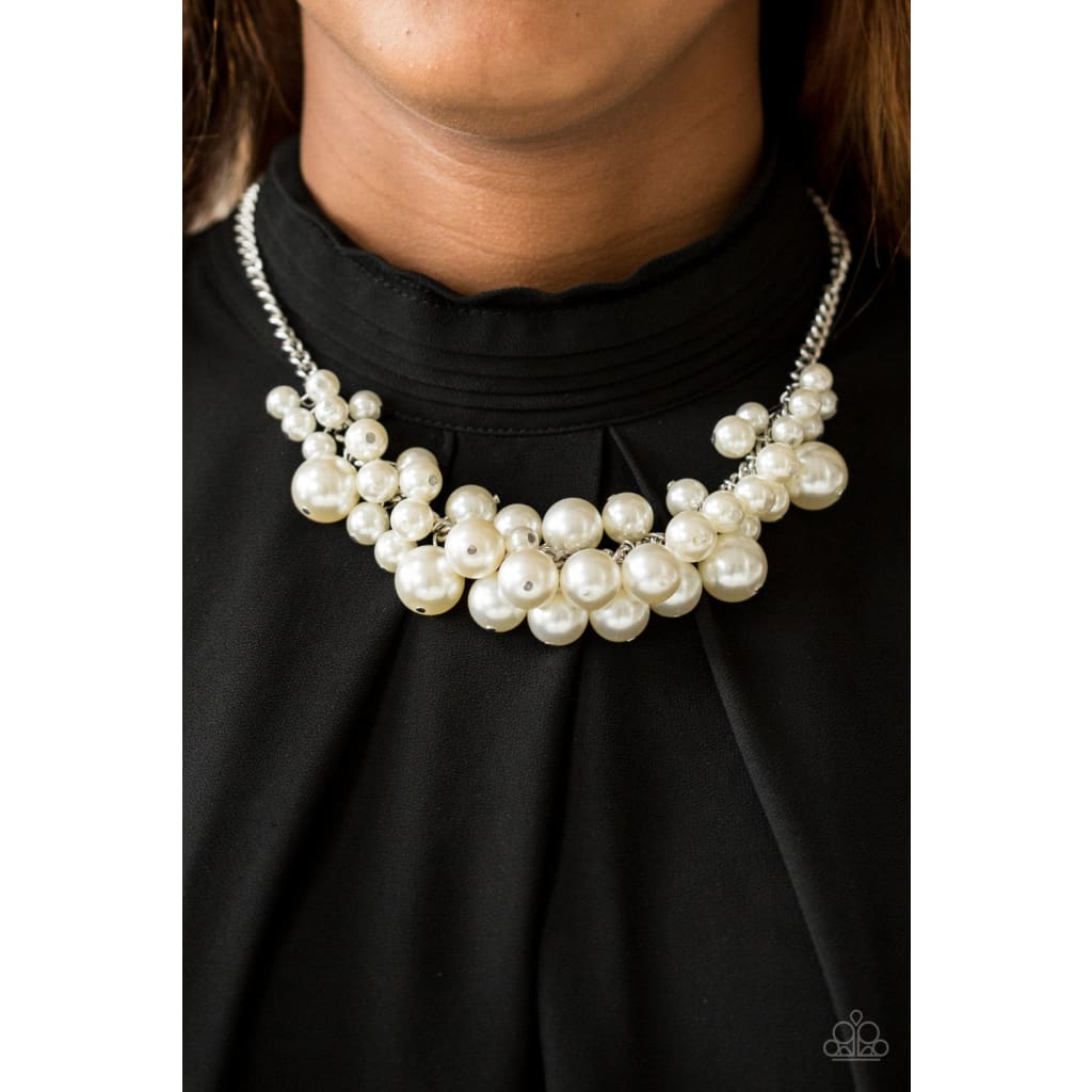 Paparazzi Glam Queen - White Pearl Necklace - A Finishing Touch 