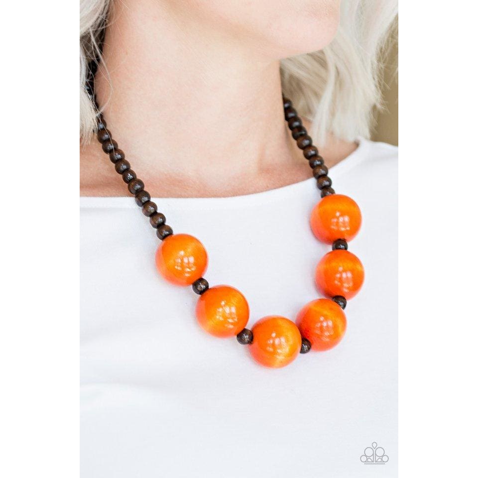 Wood Jewelry - Paparazzi Oh My Miami - Orange Necklace Paparazzi jewelry image