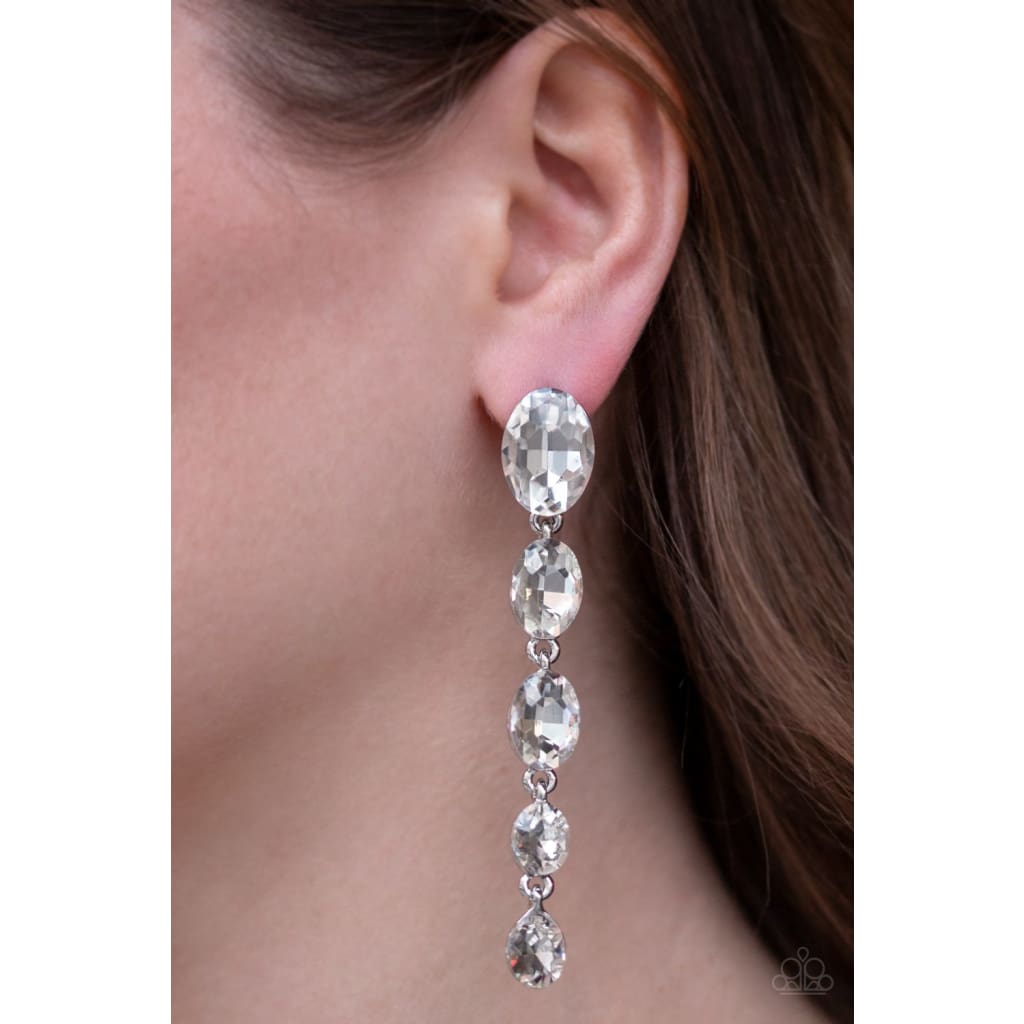 Paparazzi Red Carpet Radiance - White Earrings - A Finishing Touch 