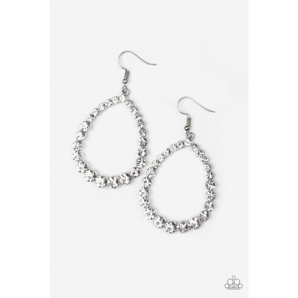 Paparazzi Rise and Sparkle! - White Earrings - A Finishing Touch 