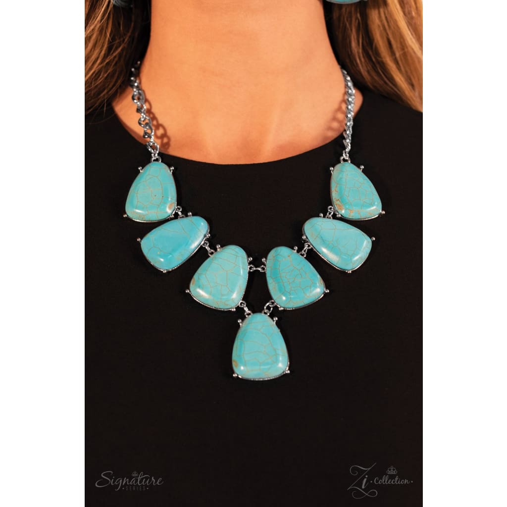Paparazzi The Geraldine 2018 Zi Collection Turquoise Necklace - A Finishing Touch 