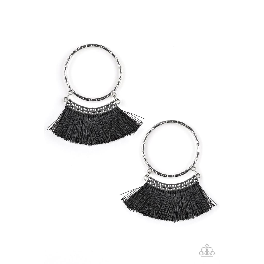 Paparazzi This Is Sparta! - Black Hoop Earrings - A Finishing Touch 